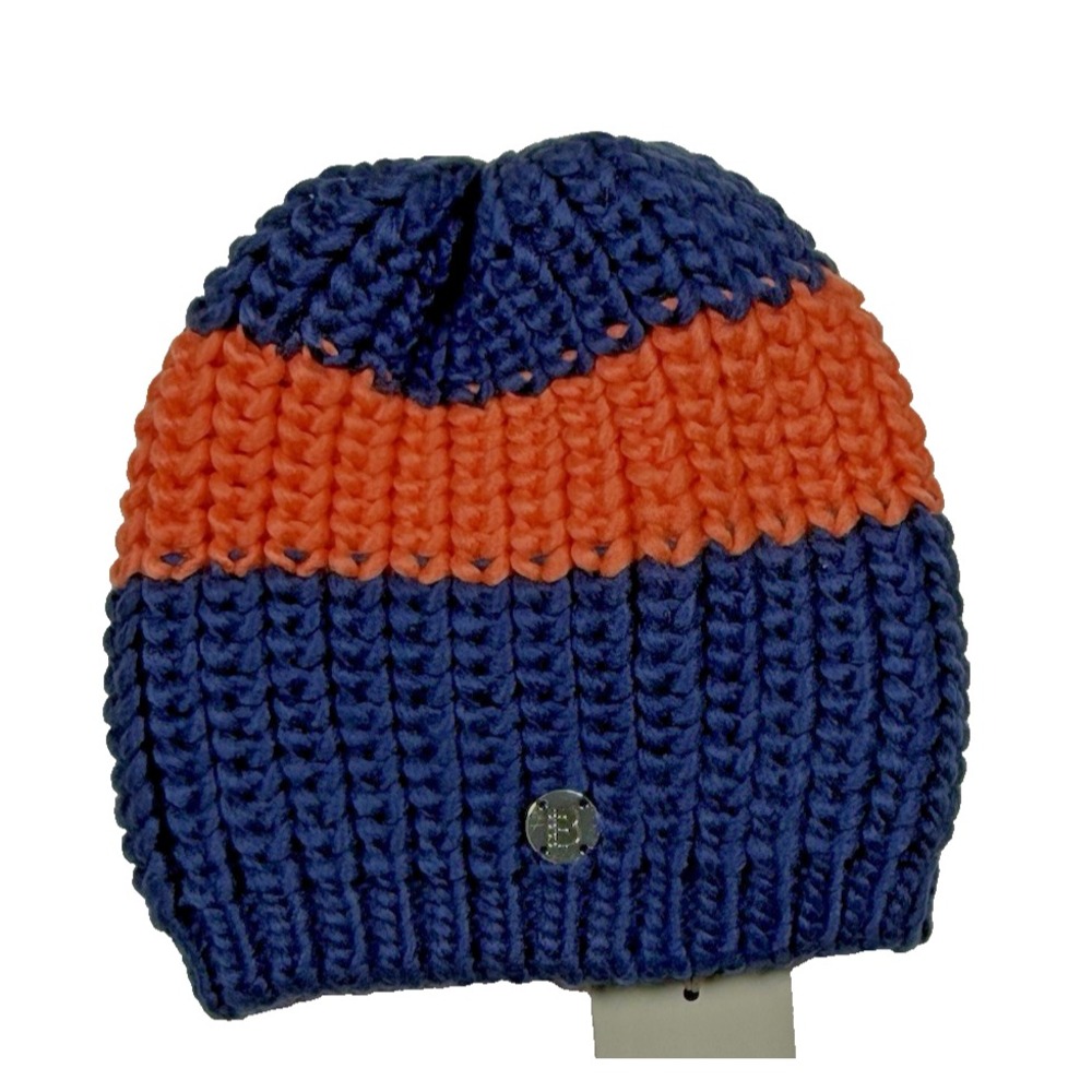 BENCH Ribbed Knit Beanie Skull Cap Skater Hat One Size‎ Unisex Blue Orange NWT